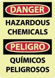 NMC - "Danger - Hazardous Chemicals", 14" Long x 10" Wide, Rigid Plastic Safety Sign - Rectangle, 0.05" Thick, Use for Hazardous Materials - USA Tool & Supply