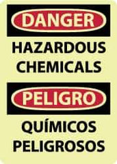 NMC - "Danger - Hazardous Chemicals", 14" Long x 10" Wide, Rigid Plastic Safety Sign - Rectangle, 0.05" Thick, Use for Hazardous Materials - USA Tool & Supply