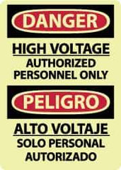 NMC - "Danger - High Voltage - Authorized Personnel Only", 14" Long x 10" Wide, Rigid Plastic Safety Sign - Rectangle, 0.05" Thick, Use for Accident Prevention - USA Tool & Supply