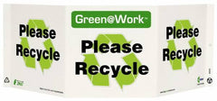 NMC - "Green @ Work - Please Recycle", 7-1/2" Long x 20" Wide, Rigid Plastic Safety Sign - Rectangle, 0.01" Thick, Use for Restroom, Janitorial & Housekeeping - USA Tool & Supply