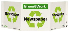 NMC - "Green @ Work - Newspaper", 7-1/2" Long x 20" Wide, Rigid Plastic Safety Sign - Rectangle, 0.01" Thick, Use for Restroom, Janitorial & Housekeeping - USA Tool & Supply