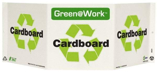 NMC - "Green @ Work - Cardboard", 7-1/2" Long x 20" Wide, Rigid Plastic Safety Sign - Rectangle, 0.01" Thick, Use for Restroom, Janitorial & Housekeeping - USA Tool & Supply