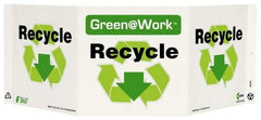 NMC - "Green @ Work - Recycle", 7-1/2" Long x 20" Wide, Rigid Plastic Safety Sign - Rectangle, 0.01" Thick, Use for Restroom, Janitorial & Housekeeping - USA Tool & Supply