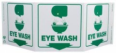 NMC - "Eye Wash", 7-1/2" Long x 20" Wide, Rigid Plastic Safety Sign - Rectangle, 0.01" Thick, Use for First Aid - USA Tool & Supply