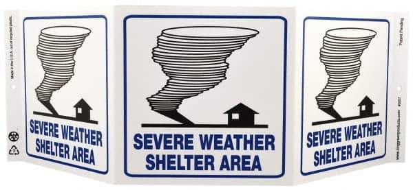 NMC - "Severe Weather Shelter Area", 7-1/2" Long x 20" Wide, Rigid Plastic Safety Sign - Rectangle, 0.01" Thick, Use for Accident Prevention - USA Tool & Supply