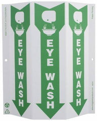 NMC - "Eye Wash", 12" Long x 9" Wide, Rigid Plastic Safety Sign - Rectangle, 0.01" Thick, Use for First Aid - USA Tool & Supply