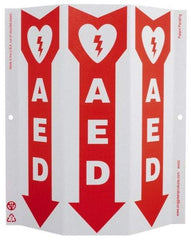 NMC - "AED", 12" Long x 9" Wide, Rigid Plastic Safety Sign - Rectangle, 0.01" Thick, Use for First Aid - USA Tool & Supply