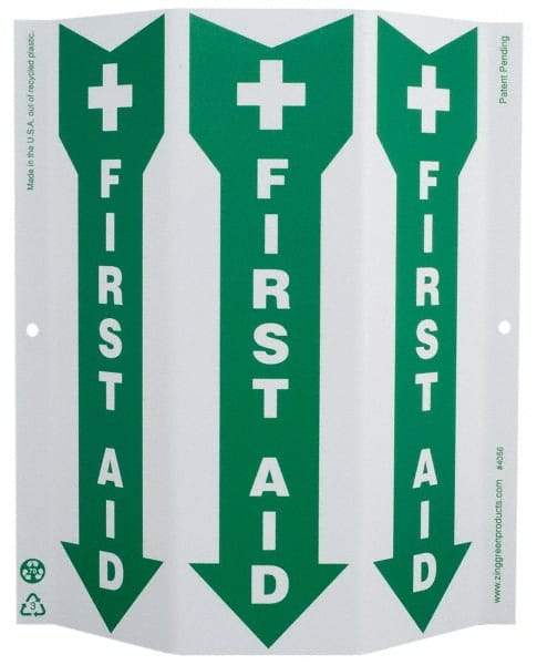 NMC - "First Aid", 12" Long x 9" Wide, Rigid Plastic Safety Sign - Rectangle, 0.01" Thick, Use for First Aid - USA Tool & Supply