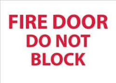 NMC - Fire Door - Do Not Block, Aluminum Fire Sign - 10" Wide x 7" High - USA Tool & Supply