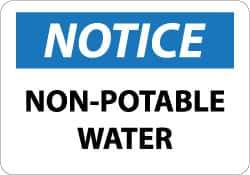 NMC - "Notice - Non-Potable Water", 10" Long x 14" Wide, Pressure-Sensitive Vinyl Safety Sign - Rectangle, 0.004" Thick, Use for Security & Admittance - USA Tool & Supply