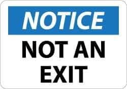 NMC - Notice - Not An Exit, Aluminum Exit Sign - 14" Wide x 10" High - USA Tool & Supply