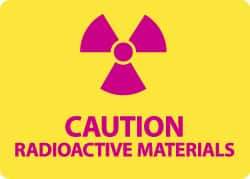 NMC - "Caution - Radioactive Materials", 10" Long x 14" Wide, Pressure-Sensitive Vinyl Safety Sign - Rectangle, 0.004" Thick, Use for Accident Prevention - USA Tool & Supply