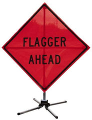 NMC - Roll-Up Traffic Sign Stand - Aluminum, Compatible with 18" High x 18" Wide Signs - USA Tool & Supply
