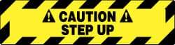 NMC - Caution - Step Up, Anti-Skid Pressure-Sensitive Vinyl Floor Sign - Rectangle, Black on Yellow, Adhesive Backed, For Accident Prevention - USA Tool & Supply