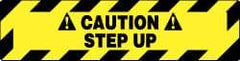 NMC - Caution - Step Up, Anti-Skid Pressure-Sensitive Vinyl Floor Sign - Rectangle, Black on Yellow, Adhesive Backed, For Accident Prevention - USA Tool & Supply