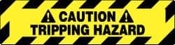 NMC - Caution - Tripping Hazard, Anti-Skid Pressure-Sensitive Vinyl Floor Sign - Rectangle, Black on Yellow, Adhesive Backed, For Accident Prevention - USA Tool & Supply