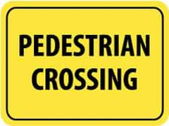 NMC - "Pedestrian Crossing", 24" Wide x 18" High, Aluminum Pedestrian Crossing Signs - 0.08" Thick, Black on Yellow, Engineer Grade Reflectivity, Rectangle, Post Mount - USA Tool & Supply