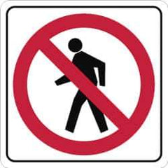NMC - "Strike on Pedestrian Crossing", 24" Wide x 24" High, Aluminum Pedestrian Crossing Signs - 0.08" Thick, Red & Black on White, High Intensity Reflectivity, Square, Post Mount - USA Tool & Supply