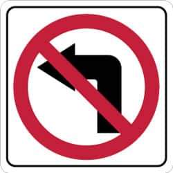 NMC - "Strike on Left Arrow", 24" Wide x 24" High, Aluminum Traffic Control Signs - 0.08" Thick, Red & Black on White, High Intensity Reflectivity, Square, Post Mount - USA Tool & Supply