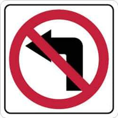 NMC - "Strike on Left Arrow", 24" Wide x 24" High, Aluminum Traffic Control Signs - 0.08" Thick, Red & Black on White, High Intensity Reflectivity, Square, Post Mount - USA Tool & Supply