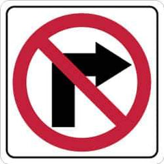 NMC - "Strike on Right Arrow", 24" Wide x 24" High, Aluminum Traffic Control Signs - 0.08" Thick, Red & Black on White, High Intensity Reflectivity, Square, Post Mount - USA Tool & Supply
