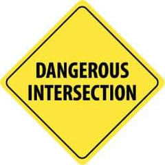 NMC - "Dangerous Intersection", 24" Wide x 24" High, Aluminum Traffic Control Signs - 0.08" Thick, Black on Yellow, Engineer Grade Reflectivity, Diamond, Post Mount - USA Tool & Supply