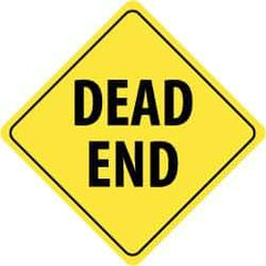 NMC - "Dead End", 24" Wide x 24" High, Aluminum Traffic Control Signs - 0.08" Thick, Black on Yellow, High Intensity Reflectivity, Diamond, Post Mount - USA Tool & Supply