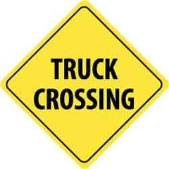 NMC - "Truck Crossing", 24" Wide x 24" High, Aluminum Traffic Control Signs - 0.08" Thick, Black on Yellow, High Intensity Reflectivity, Diamond, Post Mount - USA Tool & Supply