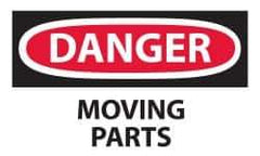 NMC - Accident Prevention Label, Header: DANGER - Legend: Danger - Moving Parts, English, Red, Black & White, 5" Long x 3" High, Sign Muscle Finish - USA Tool & Supply
