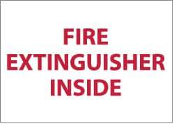 NMC - Fire Extinguisher Inside, Pressure Sensitive Vinyl Fire Sign - 5" Wide x 3" High - USA Tool & Supply