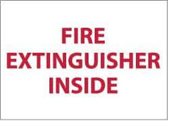 NMC - Fire Extinguisher Inside, Pressure Sensitive Vinyl Fire Sign - 5" Wide x 3" High - USA Tool & Supply