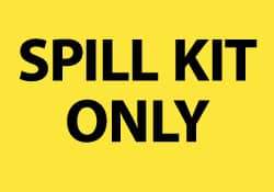 NMC - Hazardous Materials Label - Legend: Spill Kit Only, English, Black & Yellow, 5" Long x 3" High, Sign Muscle Finish - USA Tool & Supply