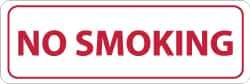 NMC - Smoking Regulations Label - Legend: No Smoking, English, Red on White, 12" Long x 4" High, Sign Muscle Finish - USA Tool & Supply