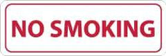 NMC - Smoking Regulations Label - Legend: No Smoking, English, Red on White, 12" Long x 4" High, Sign Muscle Finish - USA Tool & Supply