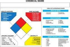 NMC - "Chemical Name", 5" Long x 7" Wide, Pressure-Sensitive Vinyl Safety Sign - Rectangle, 0.004" Thick, Use for Hazardous Materials - USA Tool & Supply