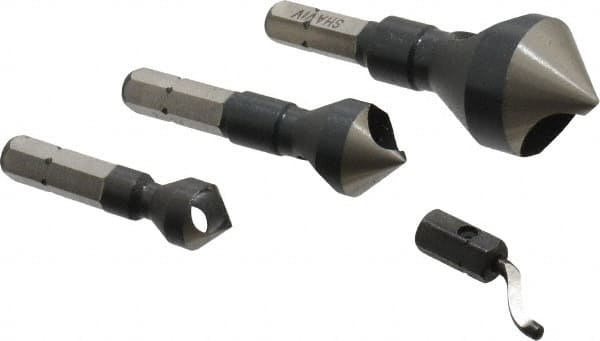 Vargus - 4 Piece, 5/16 to 13/16" Head Diam, Single End Countersink Set - USA Tool & Supply