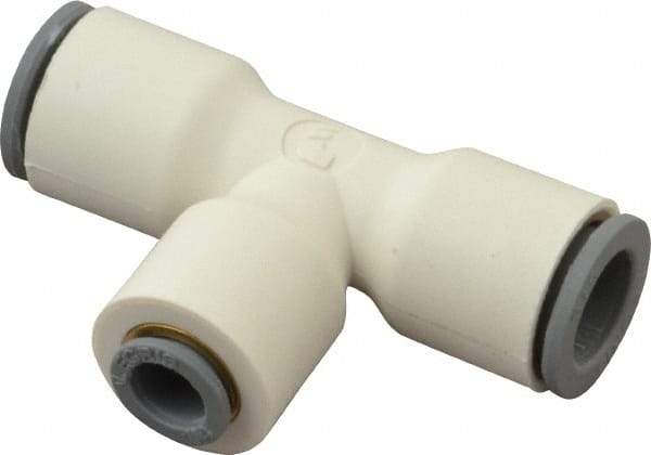 Parker - 3/8 x 1/4" OD, Bio-Sourced Nylon 11 Push-to-Connect Union Tee - 190 Max psi, White - USA Tool & Supply