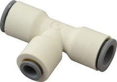 Parker - 3/8 x 1/4" OD, Bio-Sourced Nylon 11 Push-to-Connect Union Tee - 190 Max psi, White - USA Tool & Supply