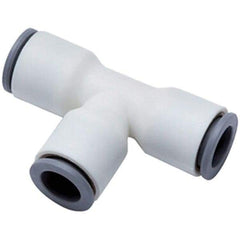 Parker - 1/2" OD, Bio-Sourced Nylon 11 Push-to-Connect Union Tee - 160 Max psi, White - USA Tool & Supply