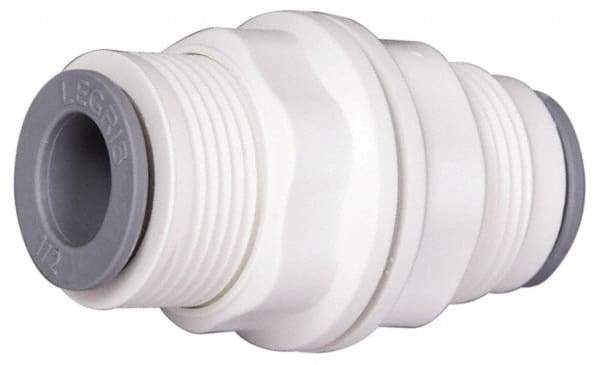 Parker - 3/8" OD, Bio-Sourced Nylon 11 Push-to-Connect Bulkhead Union - 190 Max psi, White - USA Tool & Supply