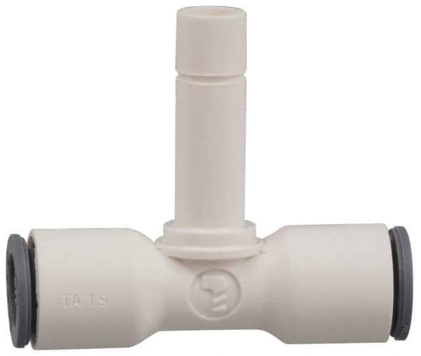 Parker - 3/8 x 3/8" OD, Bio-Sourced Nylon 11 Push-to-Connect Plug-In Tee - 190 Max psi, 3/8" Stem Diam, White - USA Tool & Supply