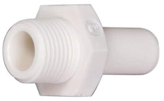 Parker - 3/8" OD, 3/8 NPTF, Bio-Sourced Nylon 11 Push-to-Connect Stem Adapter - 190 Max psi, White - USA Tool & Supply