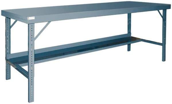 Durham - 72 Wide x 30" Deep x 28" High, Steel Workbench - Rolled Edge, Adjustable Height Folding Legs - USA Tool & Supply