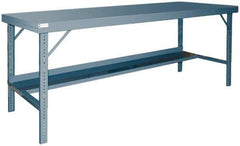 Durham - 72 Wide x 30" Deep x 28" High, Steel Workbench - Rolled Edge, Adjustable Height Folding Legs - USA Tool & Supply