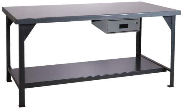Durham - 48 Wide x 30" Deep x 34" High, Steel Workbench - Rounded Edge, Fixed Legs - USA Tool & Supply