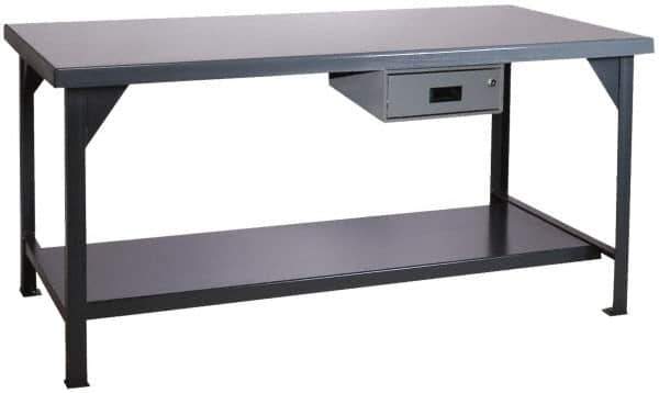 Durham - 48 Wide x 30" Deep x 34" High, Steel Workbench - Rolled Edge, Fixed Legs - USA Tool & Supply