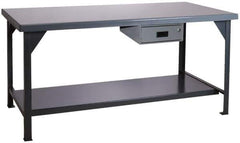 Durham - 48 Wide x 30" Deep x 34" High, Steel Workbench - Rolled Edge, Fixed Legs - USA Tool & Supply