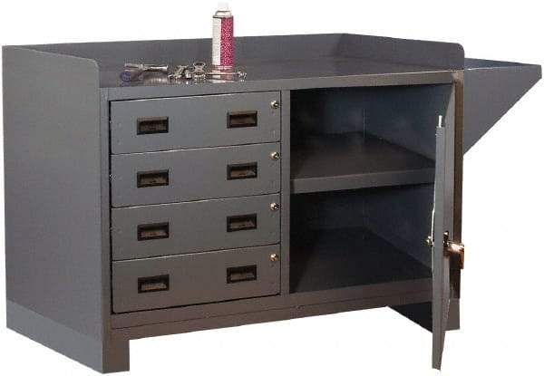 Durham - 4 Drawer, 1 Shelf Industrial Workstation - 2,000 Lb Capacity, Gray, 60" Wide x 38" High - USA Tool & Supply