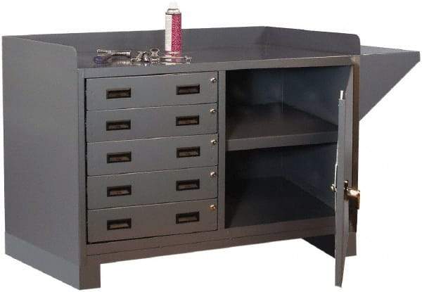 Durham - 5 Drawer, 1 Shelf Industrial Workstation - 2,000 Lb Capacity, Gray, 60" Wide x 38" High - USA Tool & Supply