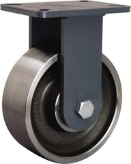 Hamilton - 8" Diam x 3" Wide x 10-1/2" OAH Top Plate Mount Rigid Caster - Forged Steel, 4,800 Lb Capacity, Tapered Roller Bearing, 5-1/4 x 7-1/4" Plate - USA Tool & Supply